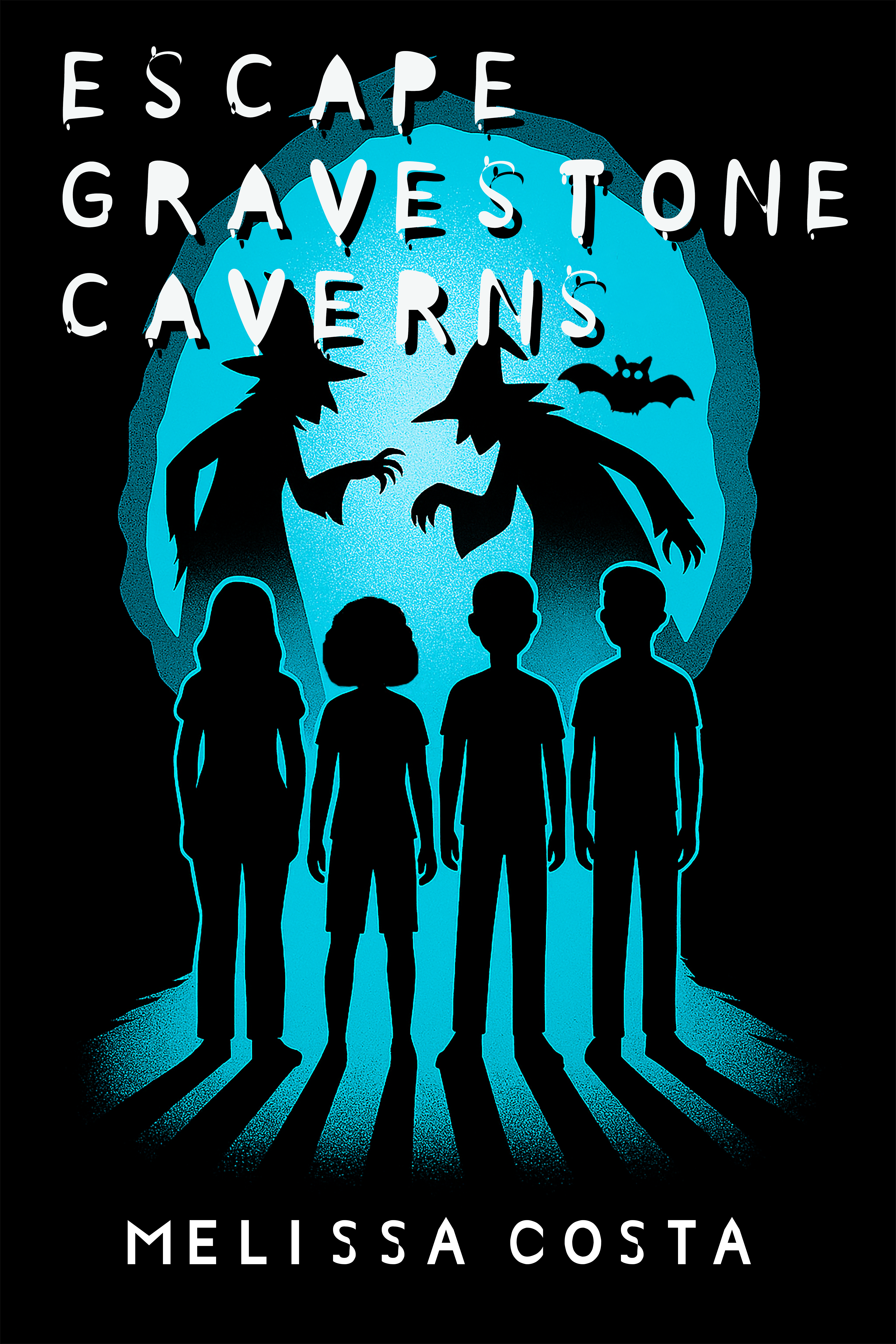 Escape Gravestone Caverns book cover — a thrilling middle grade adventure novel by Melissa C. Costa